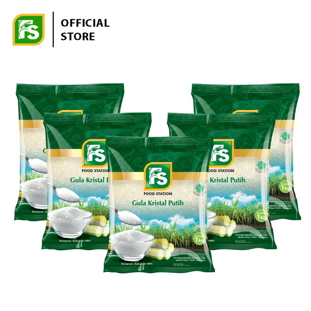 

Food Station -FS Gula Kristal Putih Hijau 1 Kg (5 Pcs)