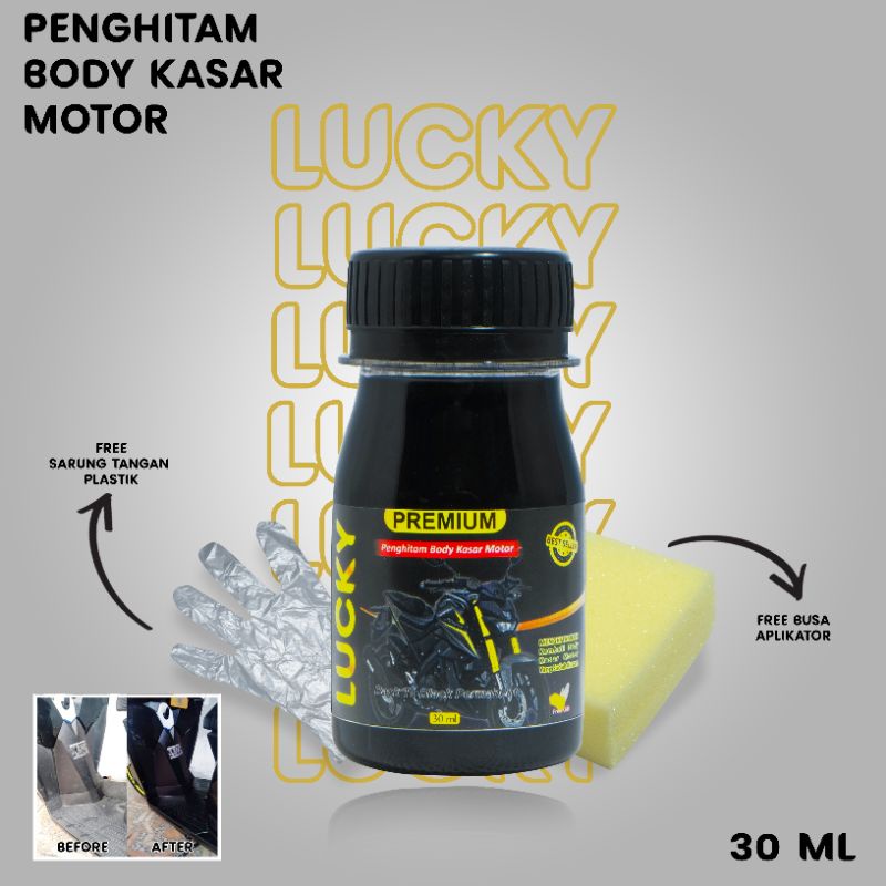 Penghitam Body Kasar Motor Permanen Black Magic 30 ml Lucky Gratis Spon Dan Sarung Tangan Plastik