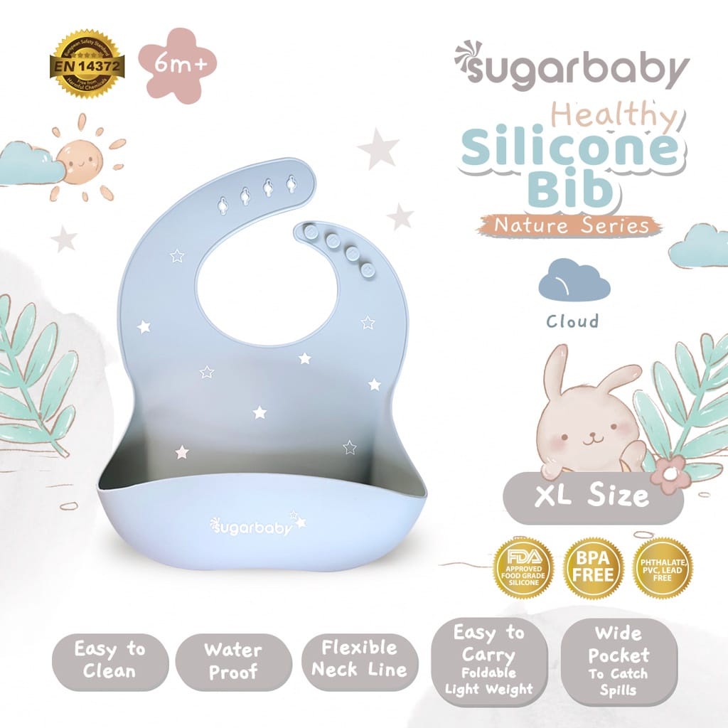 Slaber Silicone XL Sugarbaby BIB Sugar Baby tatakan makan ukuran besar