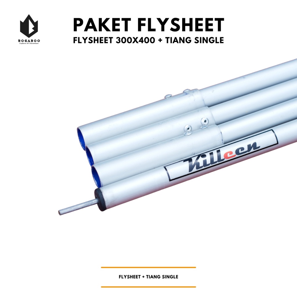 Bisa COD Paket Tiang Flysheet Single + Flysheet 3X4 - Econopack Pole - plesit - plysit - flesit - flysit - flyhit