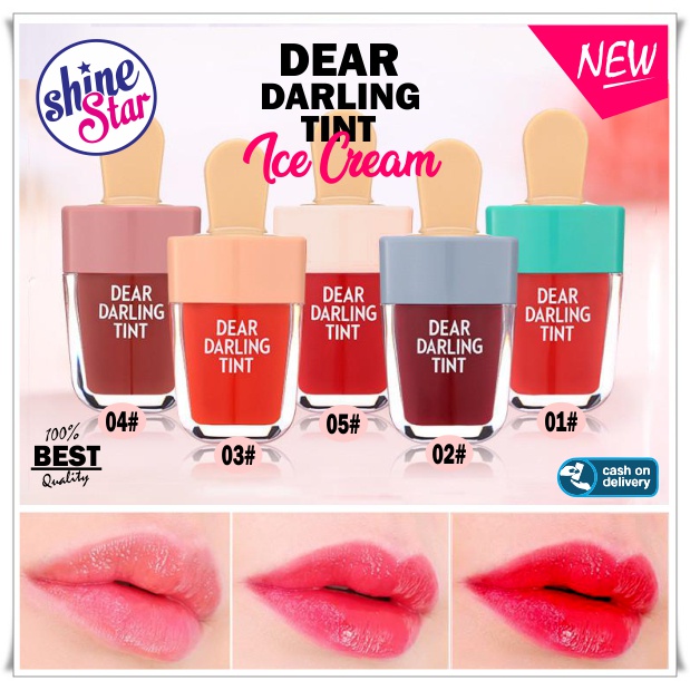 SHINE STAR - Liptin Dear Darling Tint - Dear Darling Water Gel Tint Ice Cream LIPTINT MATTE LIP TINT (1 Pcs)