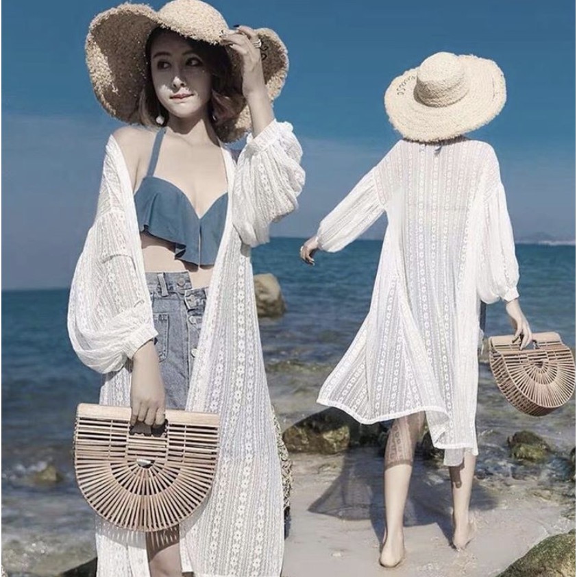 O-20003 Vintage Lace Renda Outer Tipis Kardigan Panjang Korea PREMIUM