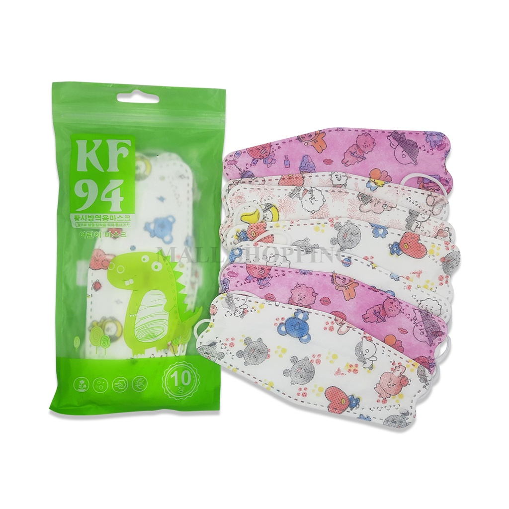 (COD) Masker Anak KF94 Mask Motif Earloop Mask 4Ply 5 Variasi Mix Isi 10PCS MALL SHOPPING