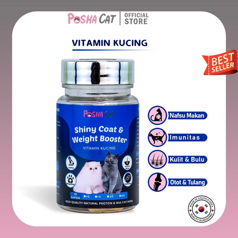 Posha_cat 🇰🇷 Vitamin kucing nafsu makan, gendutin , lebatin bulu &amp; imun tubuh | shiny coat &amp; weight booster