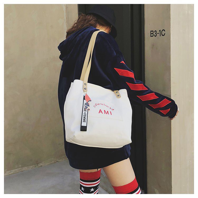 tas kempit tote warna putih wanita import murah meriah ukuran besar