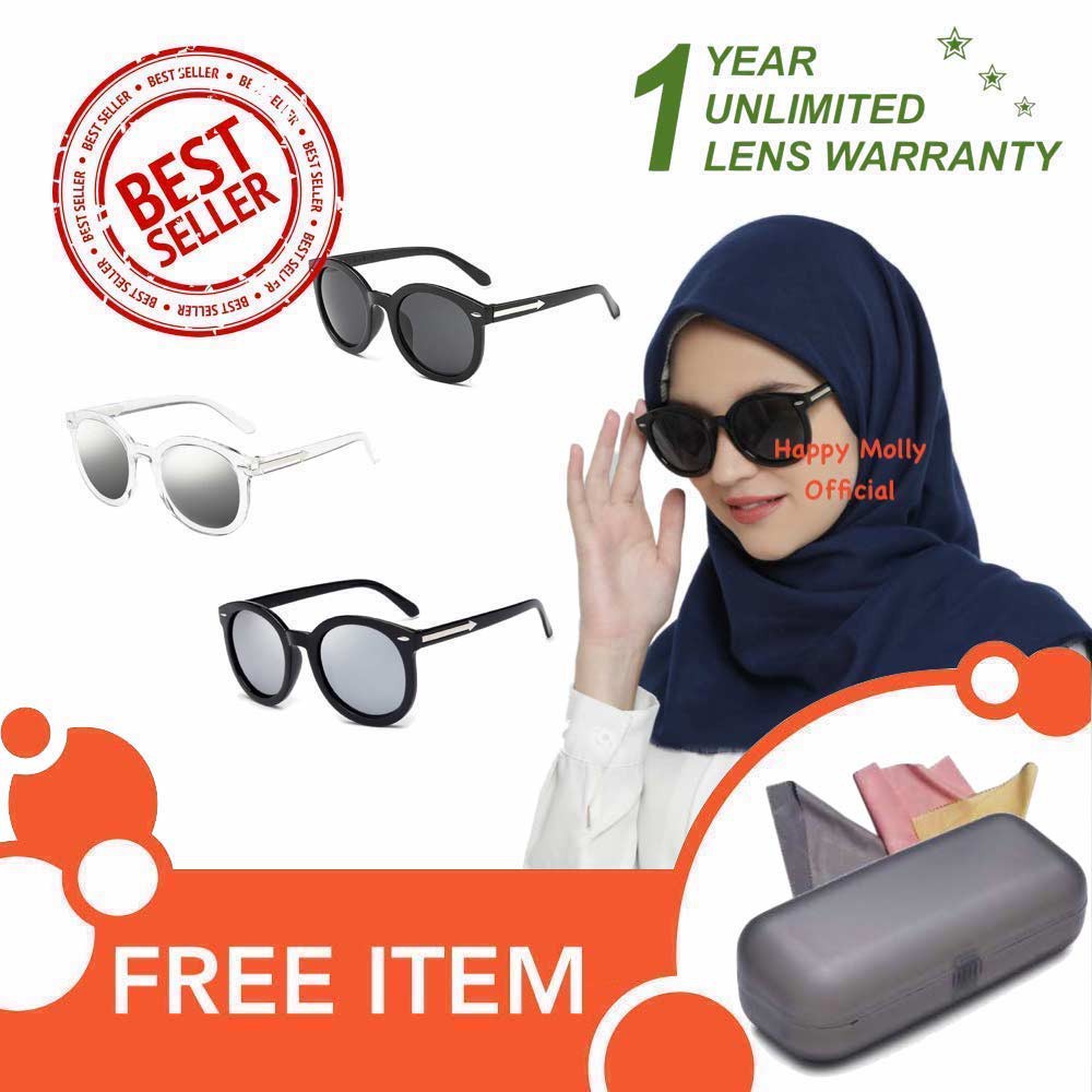 Anti UV 400 Sunglasses - Kacamata Wanita Hijab Korea - HM389 (Group) FREE Kotak Kacamata