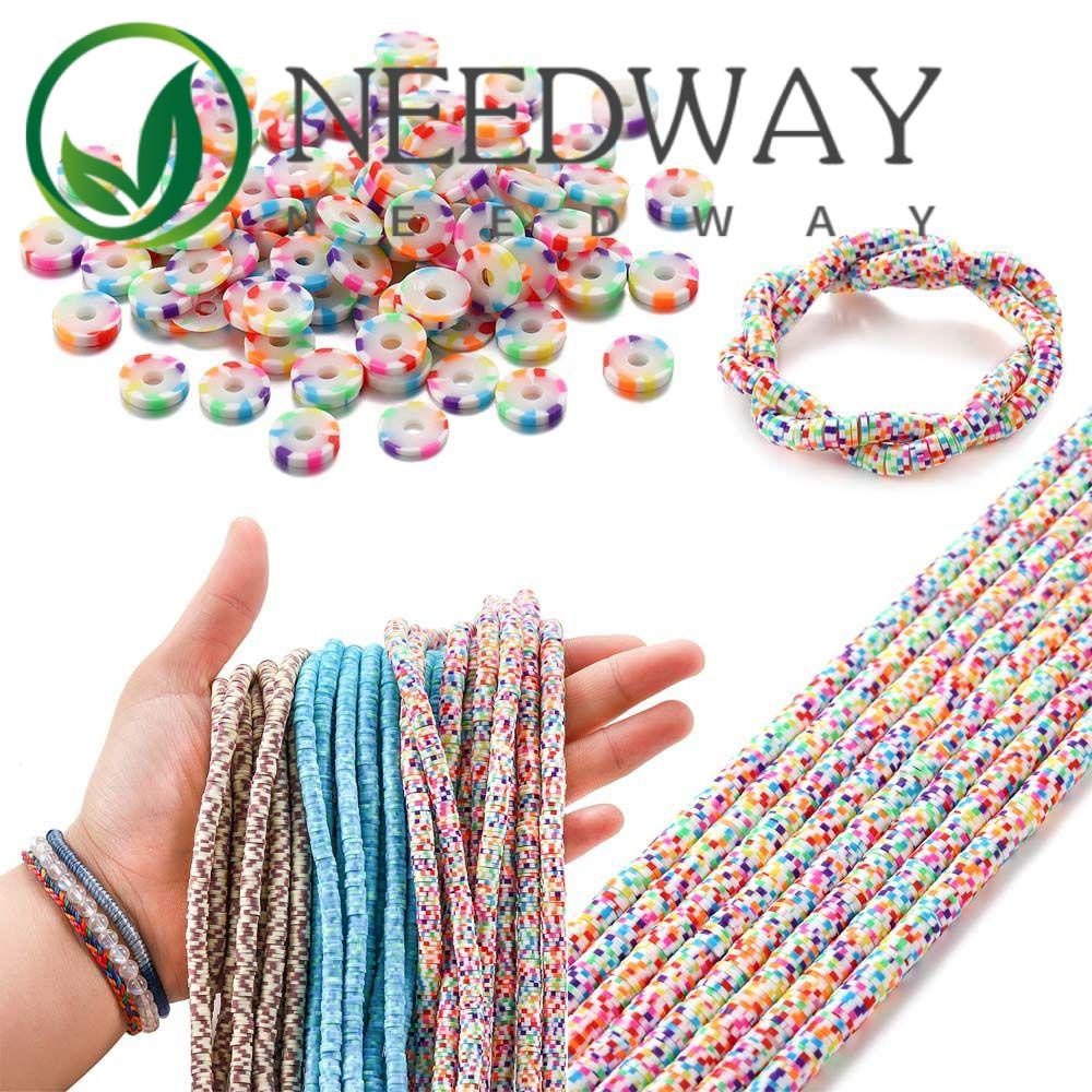 Needway  6mm Polymer Clay Beads Loose Jewelry Making Spacer Creative Colorful Flat Round For DIY Handmade Beads Bracelet Finding