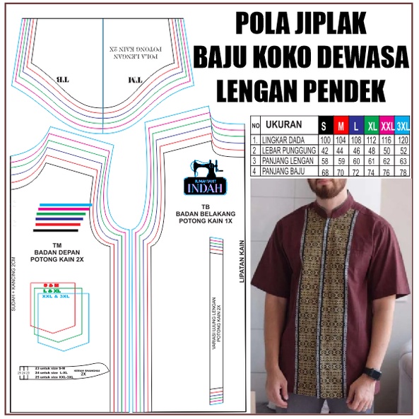 Pola jiplak  koko dewasa Pola Baju KOKO DEWASA lengan pendek