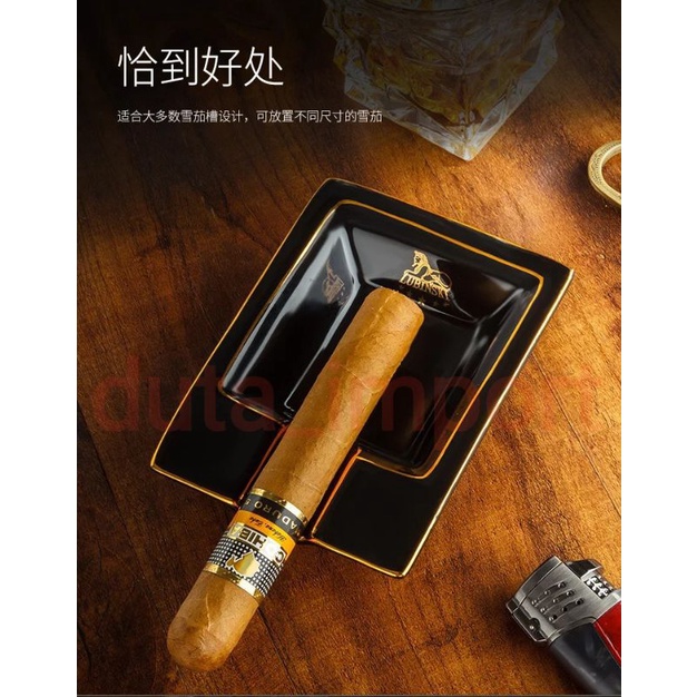 Lubinski Ashtray /Asbak bentuk persegi keramik antik mewah portable (P110)