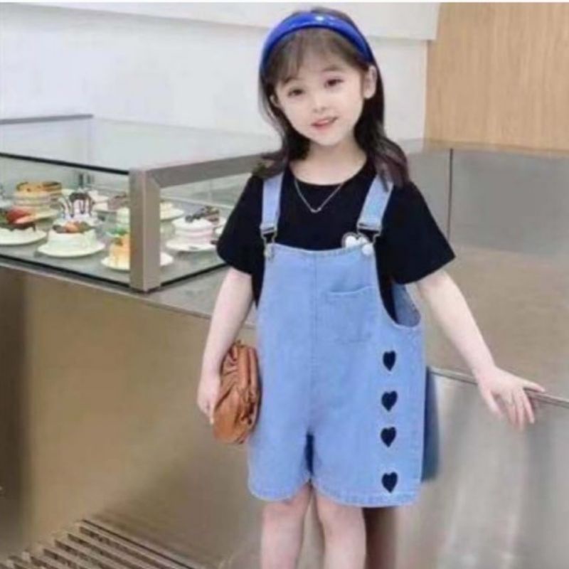OVERALL ANAK PEREMPUAN SETELAN DENGAN KAOS USIA 6 BULAN SD 4 TAHUN/SETELAN BAJU KODOK ANAK PEREMPUAN