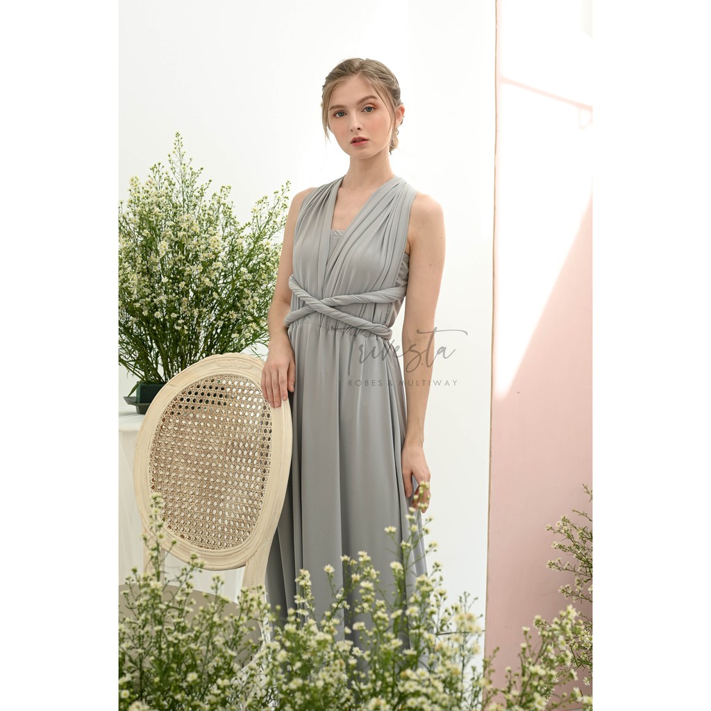 MAXI | LIGHT GREY | MULTIWAY INFINITY CONVERTIBLE DRESS | DRESS LILIT | 1 DRESS 30 MODEL