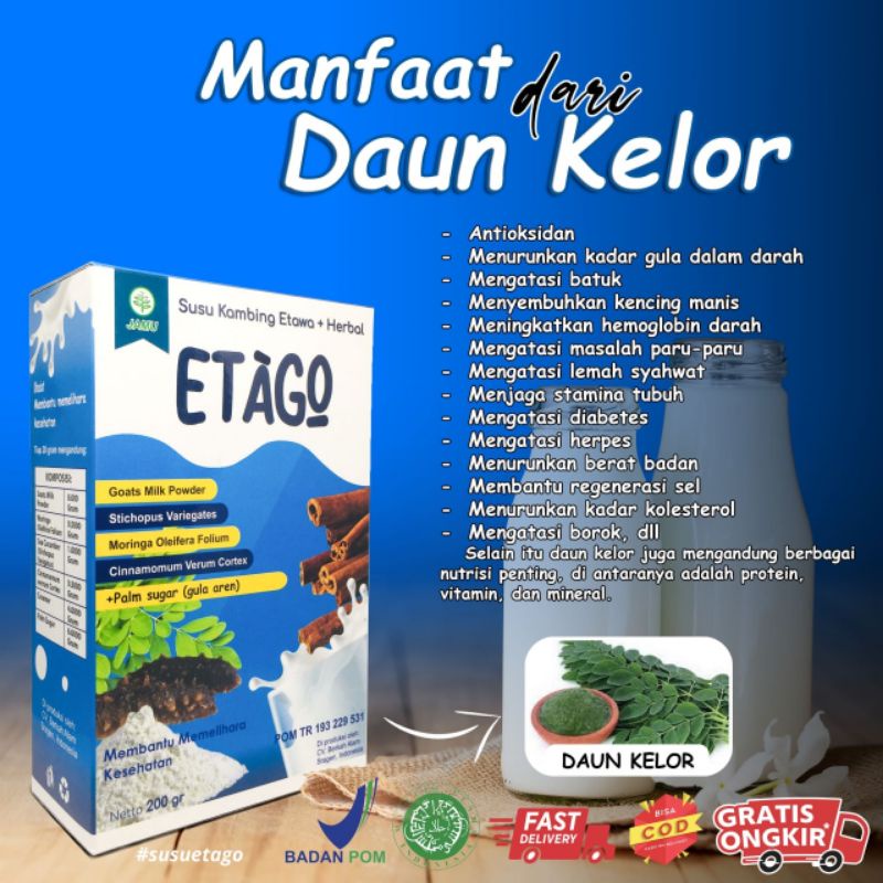 

ETAGO SUSU KAMBING ETAWA PLUS HERBAL 200 GRAM / SUSU KAMBING ETAGO PELANCAR ASI ALAMI