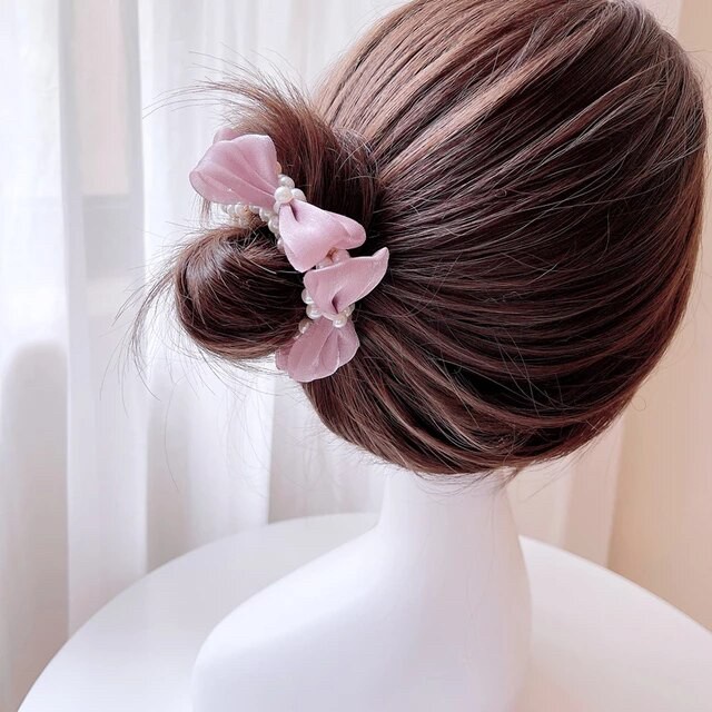 Ikat rambut pita mutiara tpmu kuncir korea ikat rambut pearl ribbon