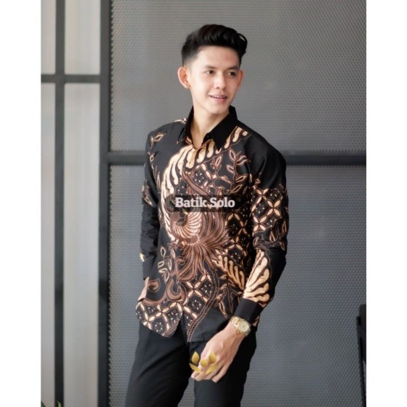 AKAR HITAM SLIMFIT BATIK PRIA LAPIS FURING LENGAN PANJANG KAIN HALUS BATURADEN BATIK SOLO batik prab