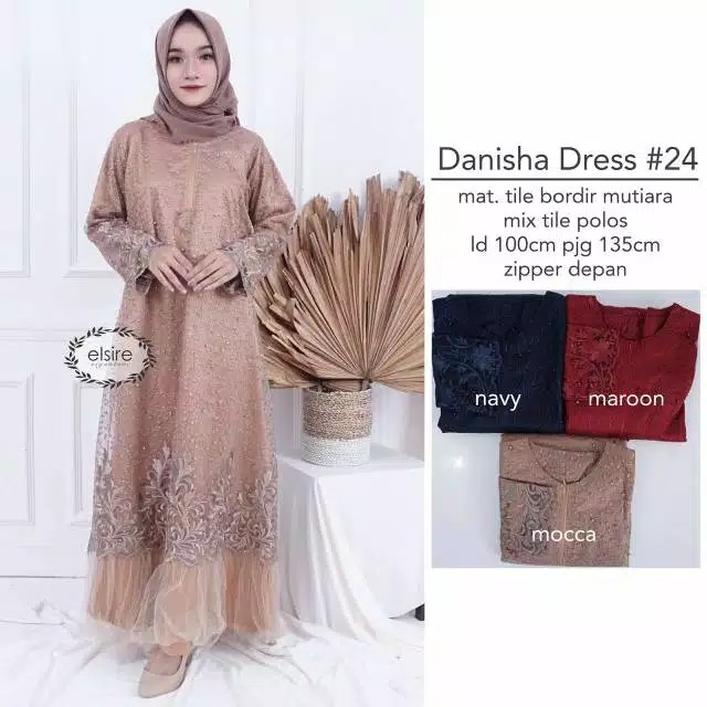 [COD] GARANSI TERMURAH - Danisha Dress Series #2 Gamis Maxy Brukat Mix Tile Dotty / Fashion Muslim W