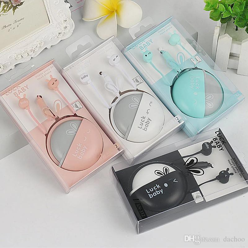 Headset karakter Unik dengan pouch clean and deep bass Luck Baby