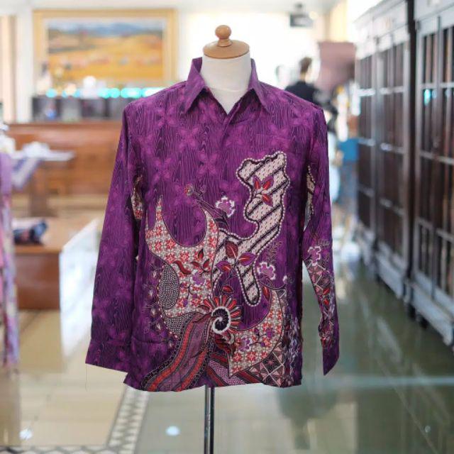 Eb Tradisional Kemeja Batik Lengan Panjang Motif Batik Rumput Bahan Semi Sutra