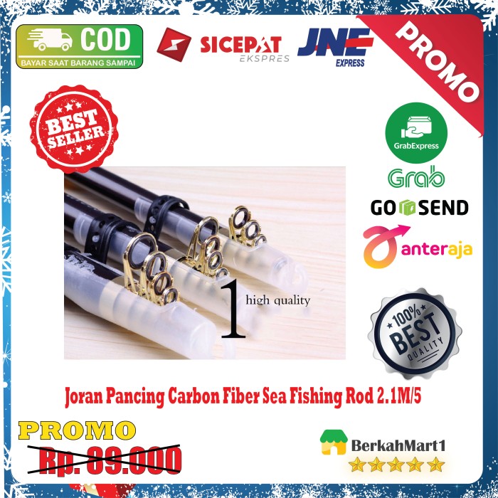 Joran Pancing Carbon Fiber Sea Fishing Rod 5 Segments 2.1M