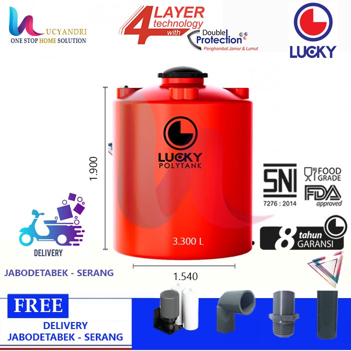 Tangki Air Plastik  LS 3000 Polytank Lucky Standard/ Toren Air / Tandon Air