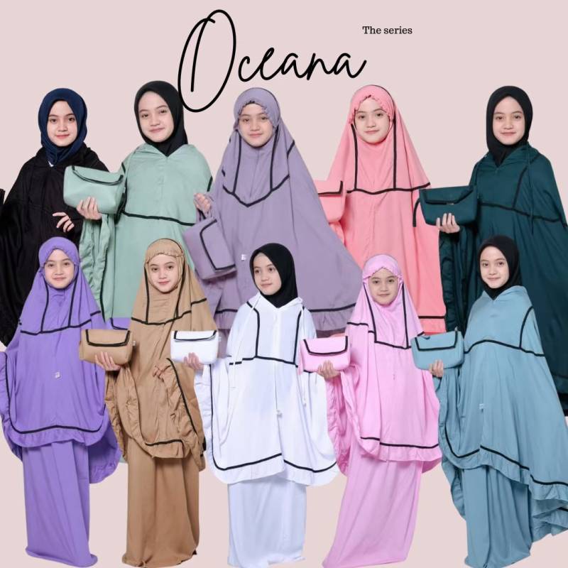 Mukena Anak Perempuan Mukena Traveling Ocean Kids 2 IN 1 Umur 10-13 Tahun