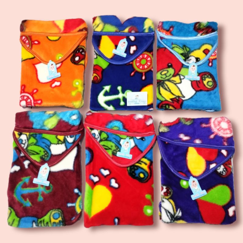 Selimut Bayi Bulu Lembut Tebal Premium Selimut bulu Topi Newborn