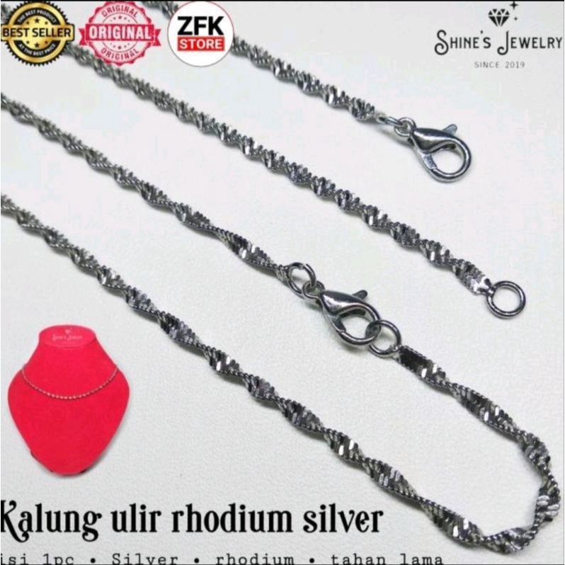 kalung ulir titanium rhodium silver asli tahan lama dan anti karat