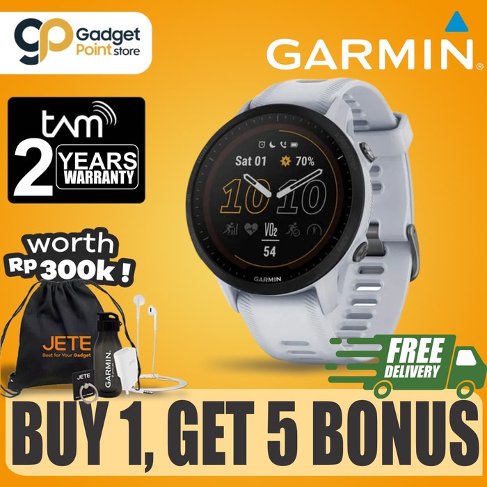 Garmin Forerunner 955 Solar White FR 955 Whitestone - Garansi TAM 2Th - Solar Whiteston