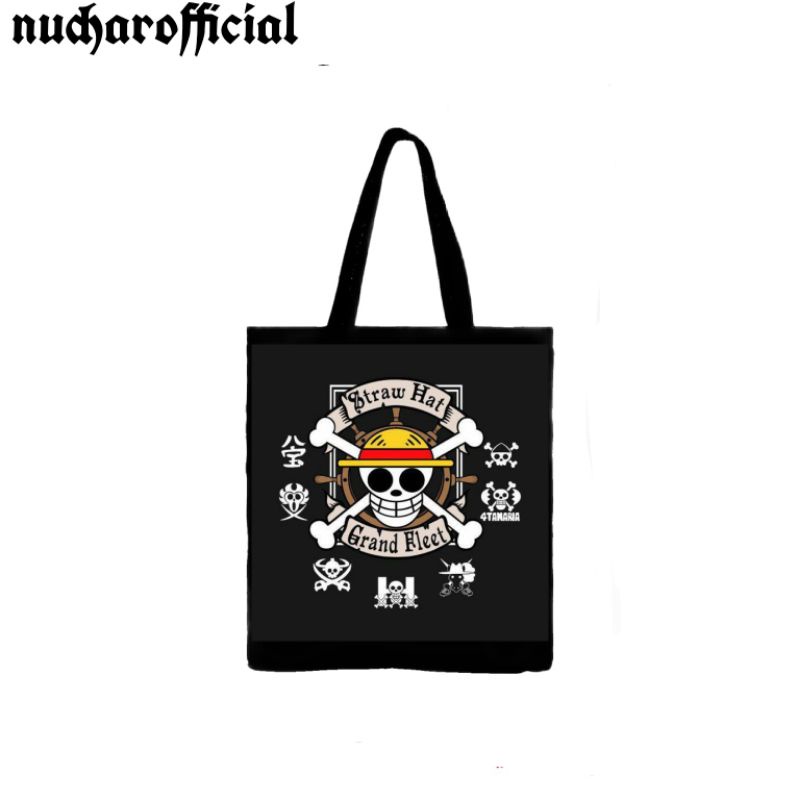 Totebag ONE PIECE - Tote bag Distro Tas Pria Wanita Tas Selempang Slempang Hitam