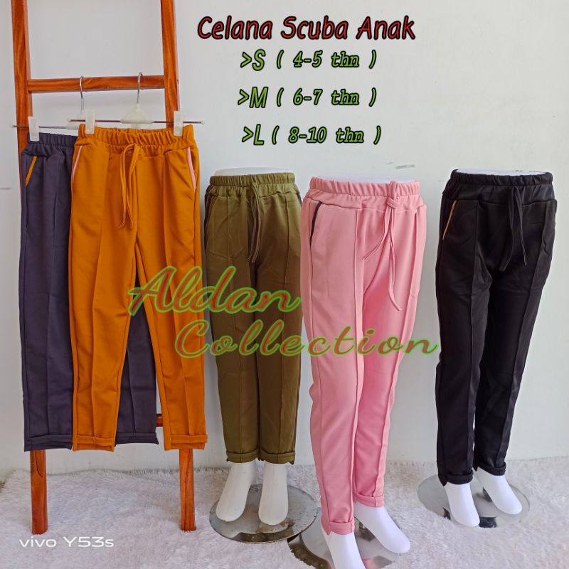 Celana Scuba Anak Perempuan 4-16 Tahun / Celana Scuba Anak / Scuba Anak / Celana Panjang Anak Perempuan / Celana Panjang Anak / Celana Anak Perempuan