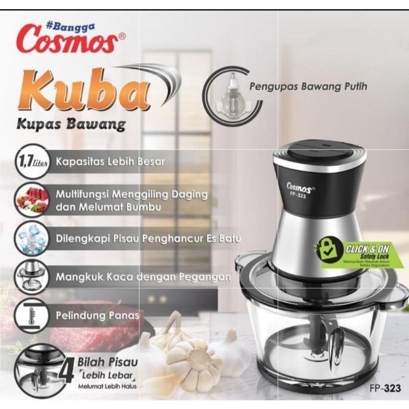 Cosmos Food Processor With Chopper 1,7 Liter 4 Mata Pisau FP323 350Watt