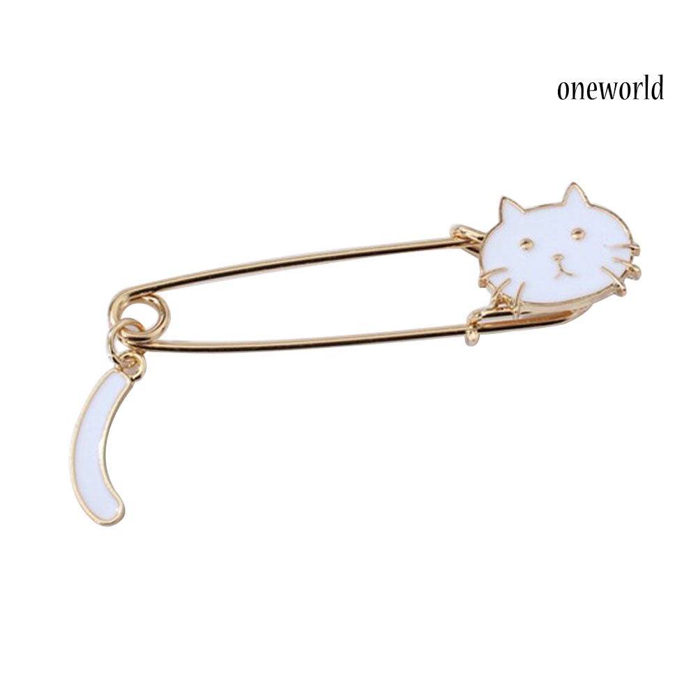 OW@ Cute Enamel Cat Brooch Pin Women Shawl Cardigan Shirt Clip Decor Jewelry Gift