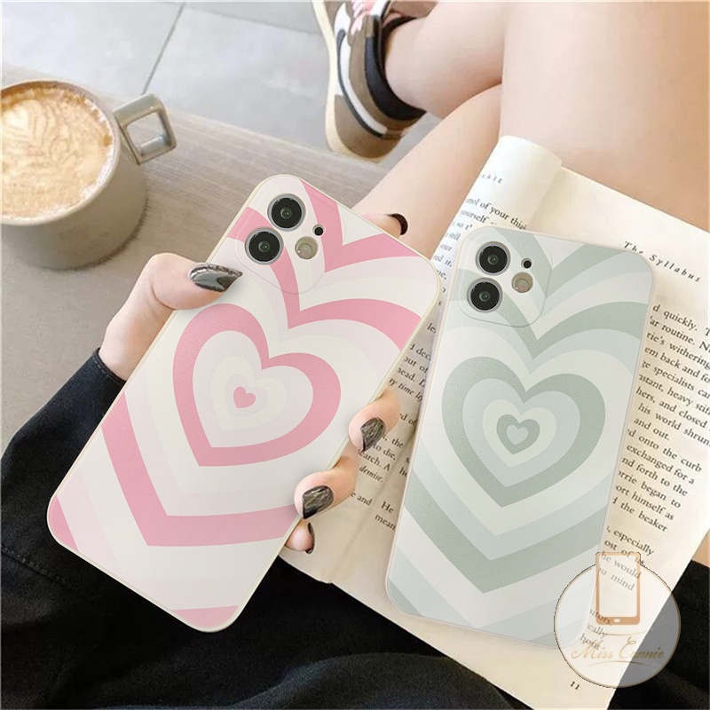 IPHONE Casing Kompatibel Dengan Iphone12 Casing Ponsel TPU Lembut Kompatibel Untuk Iphone11 13 14 12 Pro Max 6 6S 7 8 Plus X XR XS Max Gradiasi Cinta Hati Soft Phone Straight Cube Case