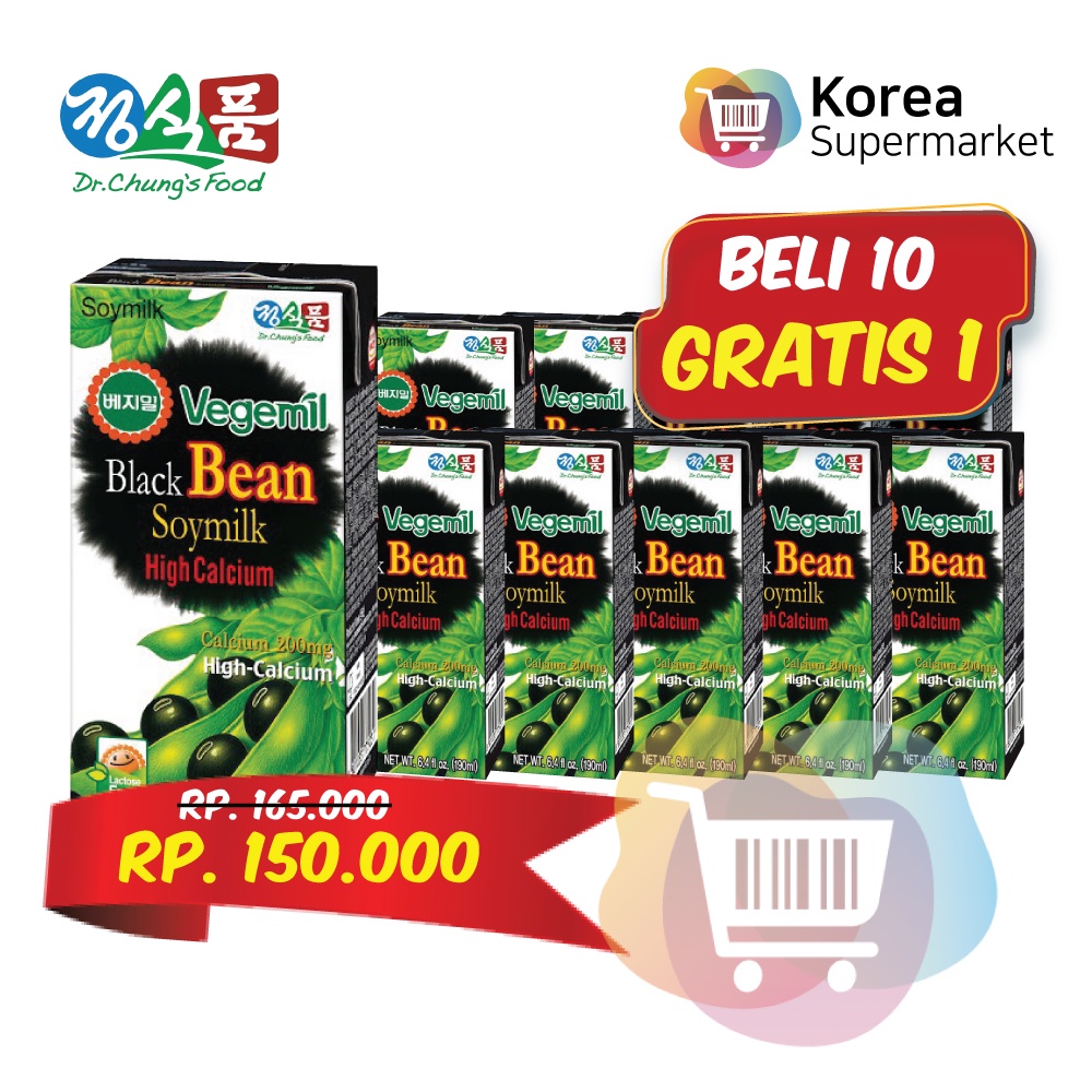 (BELI 10 GRATIS 1) Black Bean Soymilk Vegemil Pack 190ml