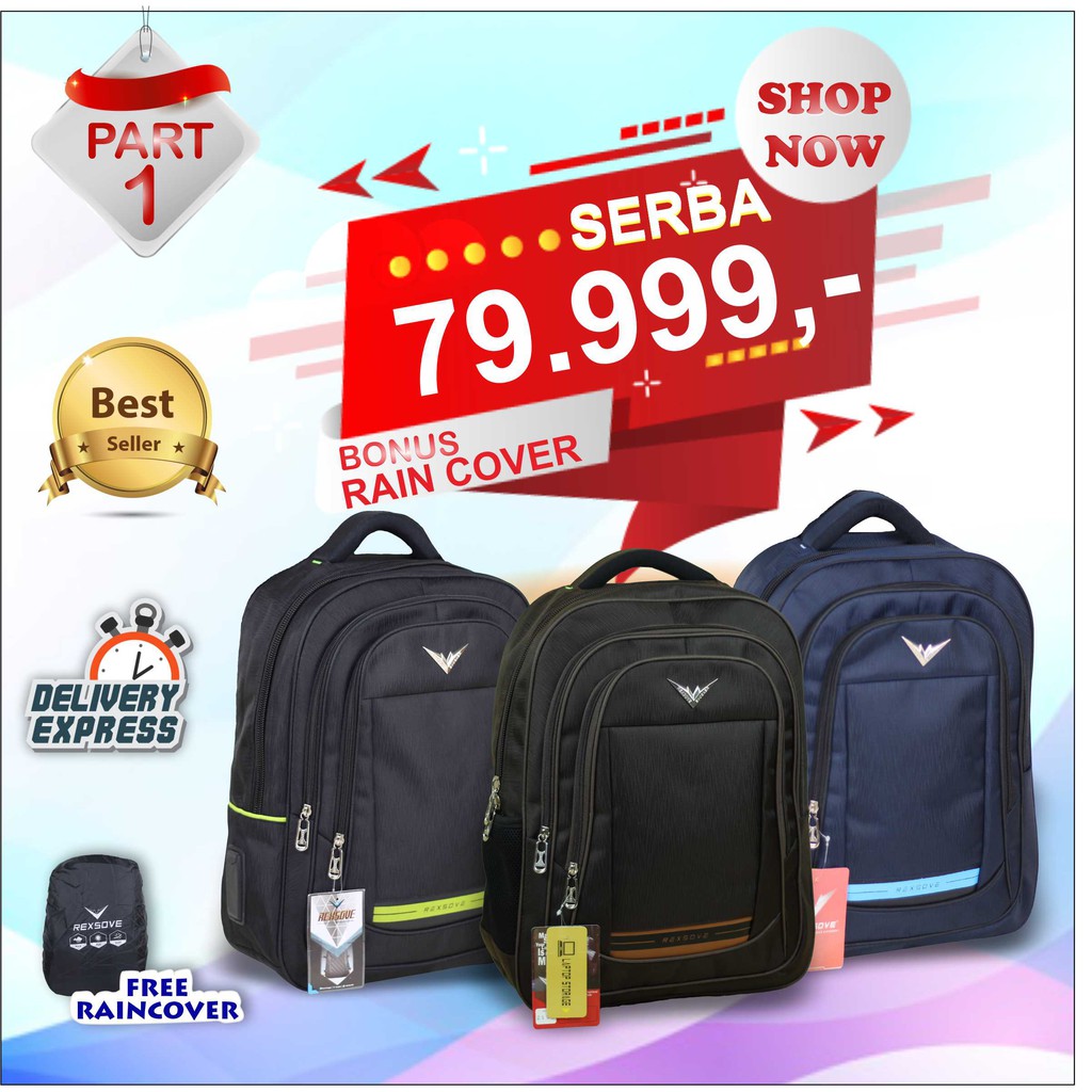 [ Promo Serba 80 Ribu ] Tas Ransel Sekolah Rexsove Distro Pria Wanita SMP SMA Terbaru Backpack Laptop Multifungsi Muat Banyak LKS Laptop Buku Paket Buku Tema Jahitan KUat Bahan Awet Bonus Raincover Harga Termurah Kualitas Ekspor