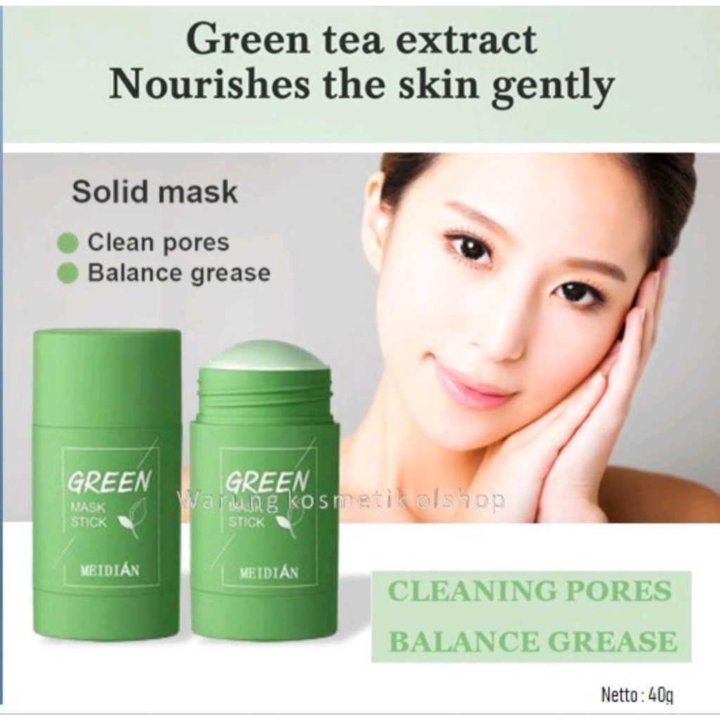 ORIGINAL GREEN STICK MASK MEIDIAN / MASKER GREEN TEA &amp; TERONG