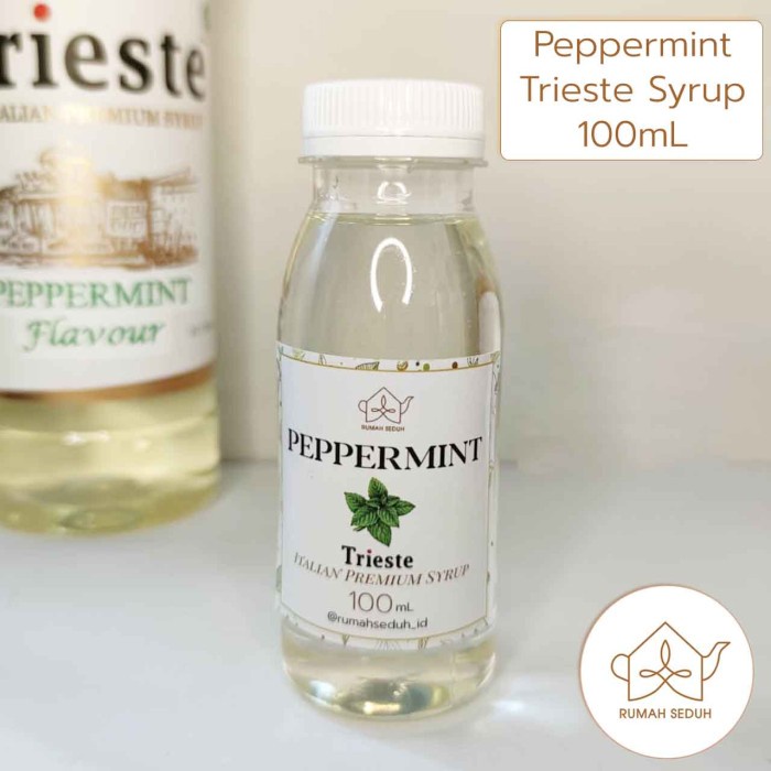 

SIRUP- TRIESTE SYRUP REPACK 100ML TEA MOJITO S. - BANANA PASSION BLUE CURACAO - PEPPERMINT -SIRUP.