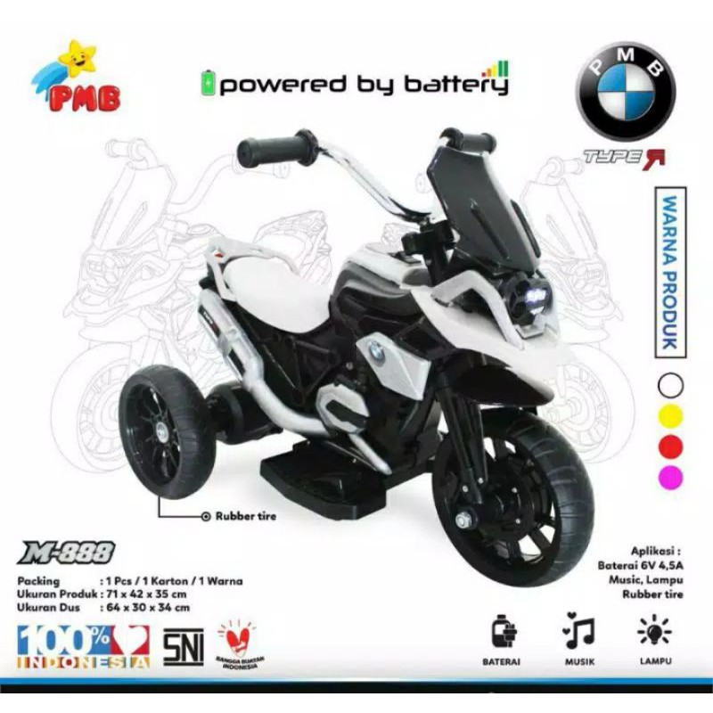 MAINAN ANAK MOTOR MOBIL SEPEDA AKI BMX TRYCYCLE RODA TIGA ANAK PMB M-888