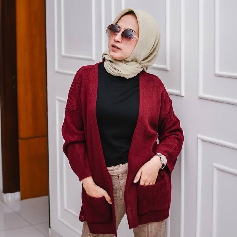KARDIGAN RAJUT WANITA OVERSIZED / LOOCY POCKET CARDIE OVERSIZED PREMIUM-4
