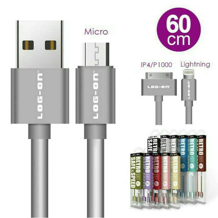 KABEL DATA RETRO SERIES FAST SPEED 2.4A - LO-CB32 - MICRO USB 100CM LOG-ON