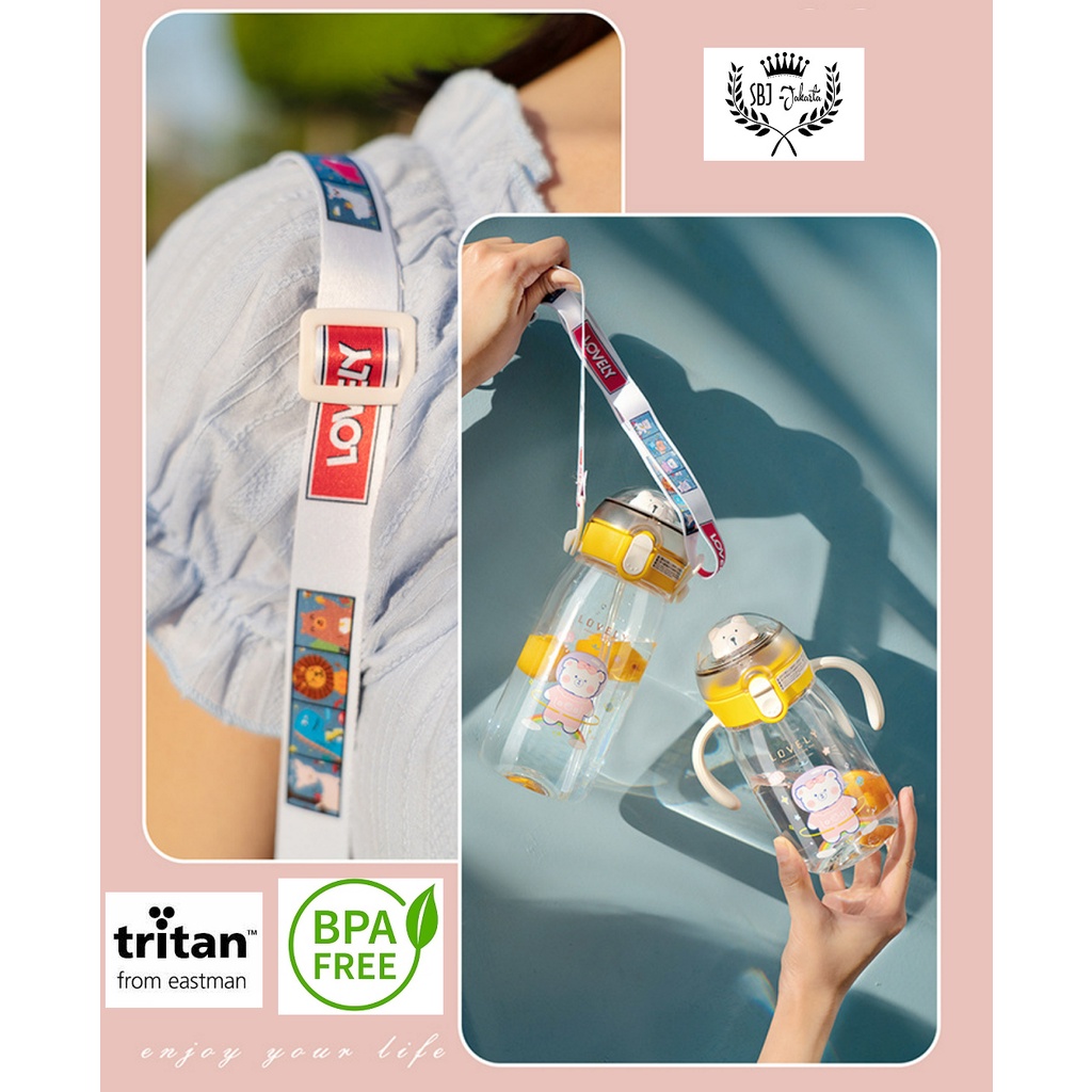 Botol Minum Anak Tritan BPA Free DREAM - 550 ml Dengan Sedotan dan Tali panjang