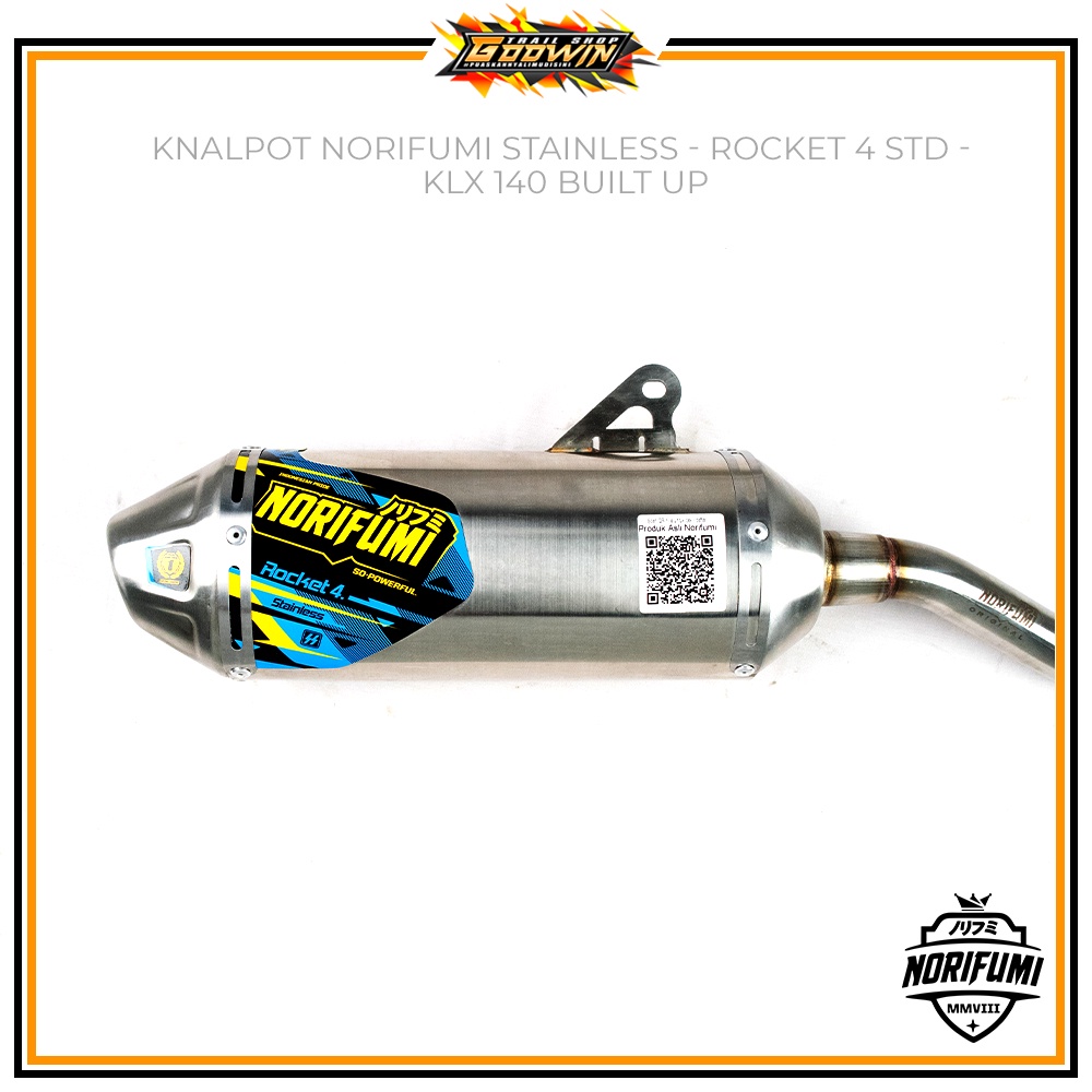 Knalpot Muffler NORIFUMI ROCKET 4 KLX 150 BF BIGFOOT / KLX 140 BUILT UP /  CRF 150 L WR 155 R Full Stainless ORIGINAL