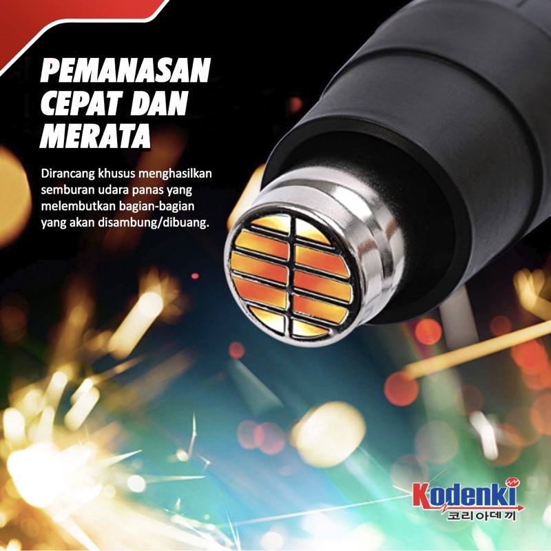 Mesin Hot Gun Blower Tangan Heat Gun Mesin Pemanas Plastik Srink Kodenki