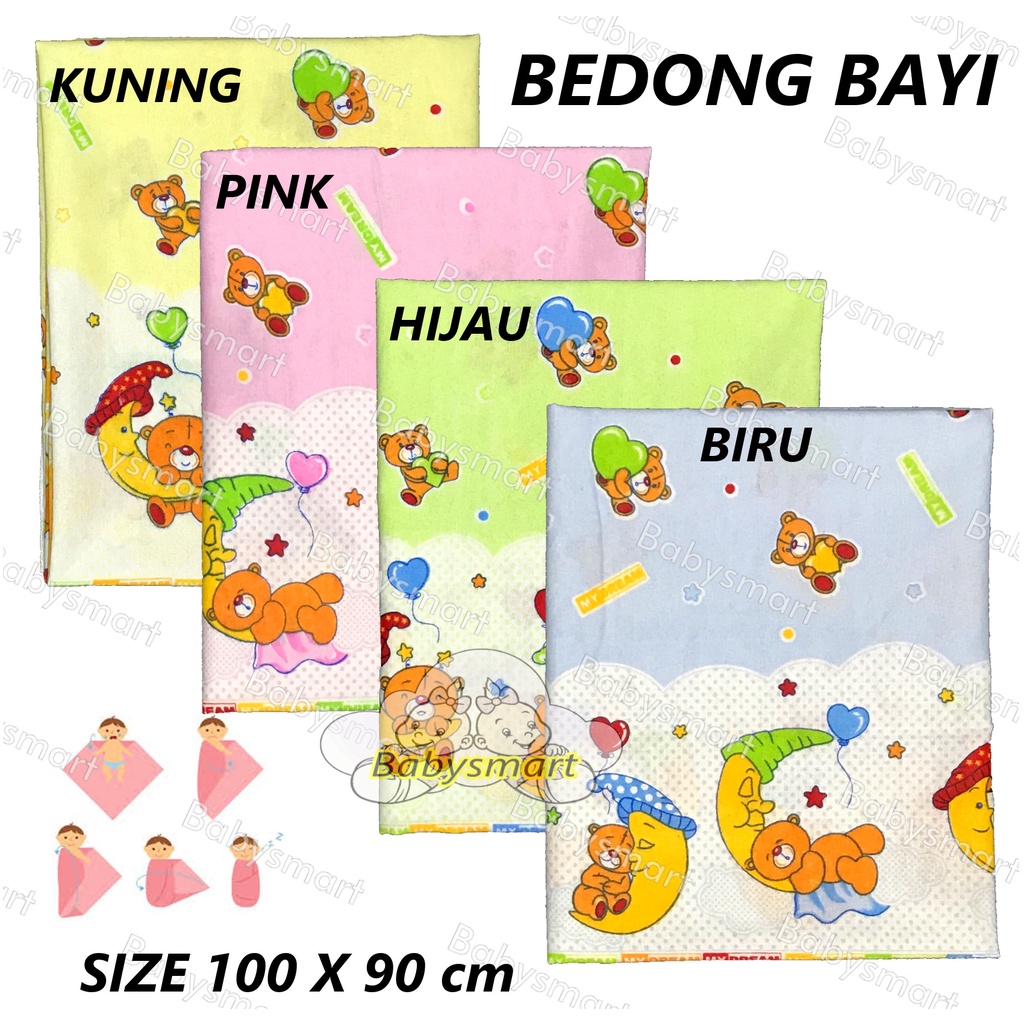 Babysmart - 1 PCS Bedong Bayi Kain Flanel Size 100 x 90 cm / Selimut bayi / Alas tidur bayi