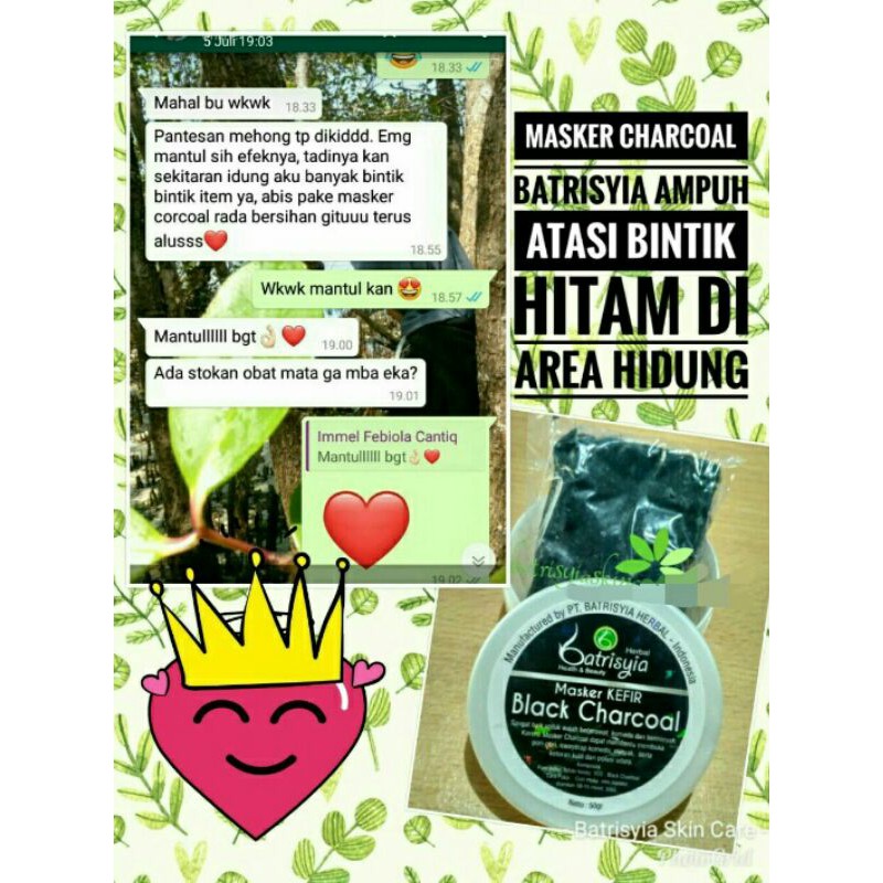 Masker charcoal batrisyia masker kefir etawa organik penghilang komedo batrisya herbal arang hitam