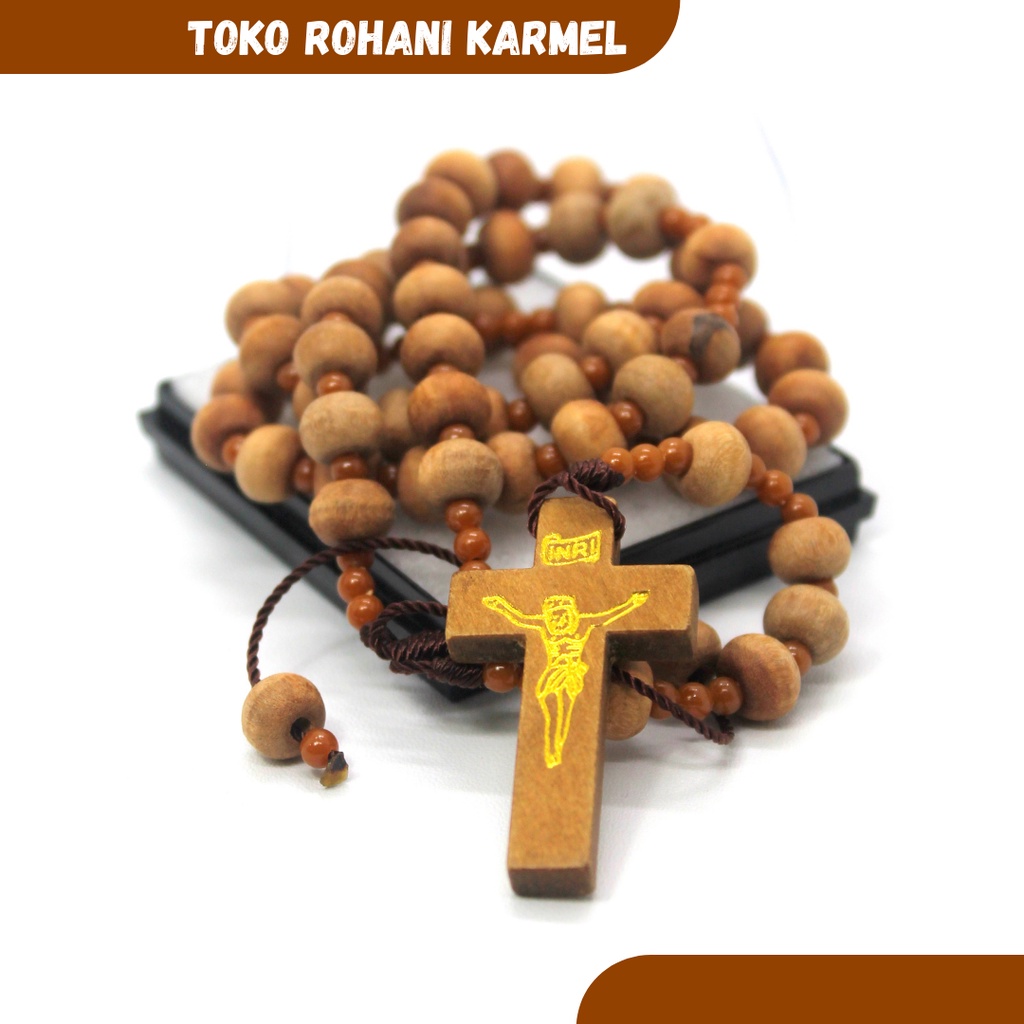 ROSARIO BULIR KAYU MAKRAM (COKLAT) / KALUNG ROSARIO KAYU / ROSARIO KATOLIK / ROSARIO PRIA WANITA