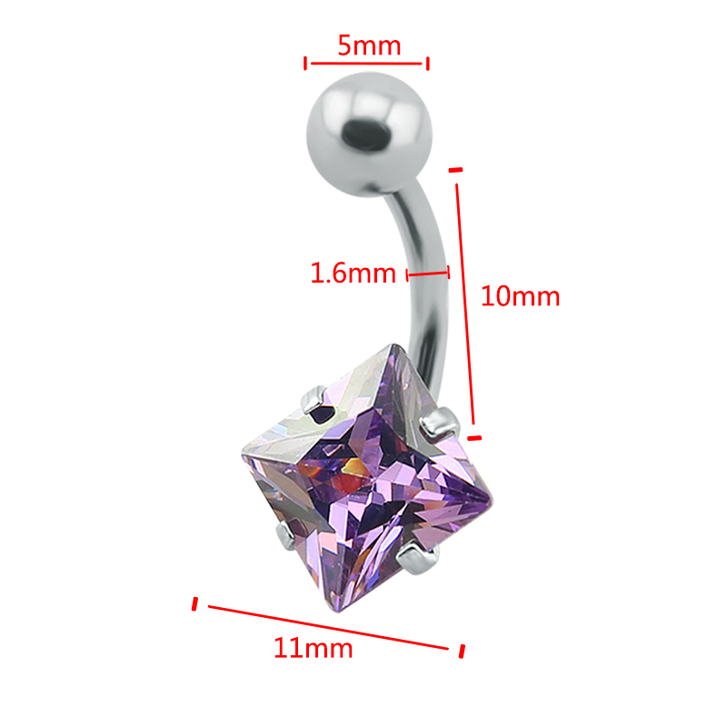 10 Colors Navel Rings Cubic Zirconia Prevent Allergy Navel Rings Stainless Steel Belly Button Rings Crystal Belly Button Piercings