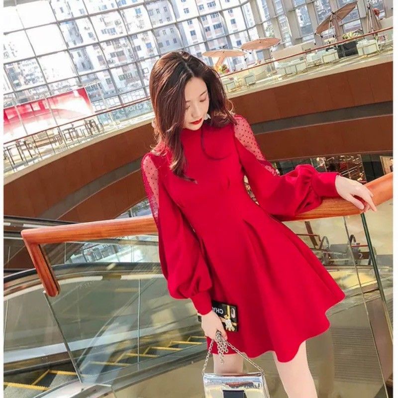 MDLV ~ CNY0522 RedCherry Dress Imlek Women Red Dress Chinese new year Dress Sincia Christmas Dress Premium Dress Import Fashion Import