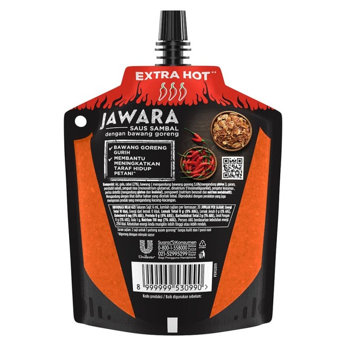 

sambal-aneka- jawara saus sambal bawang goreng extra hot pouch 120ml -aneka-sambal.