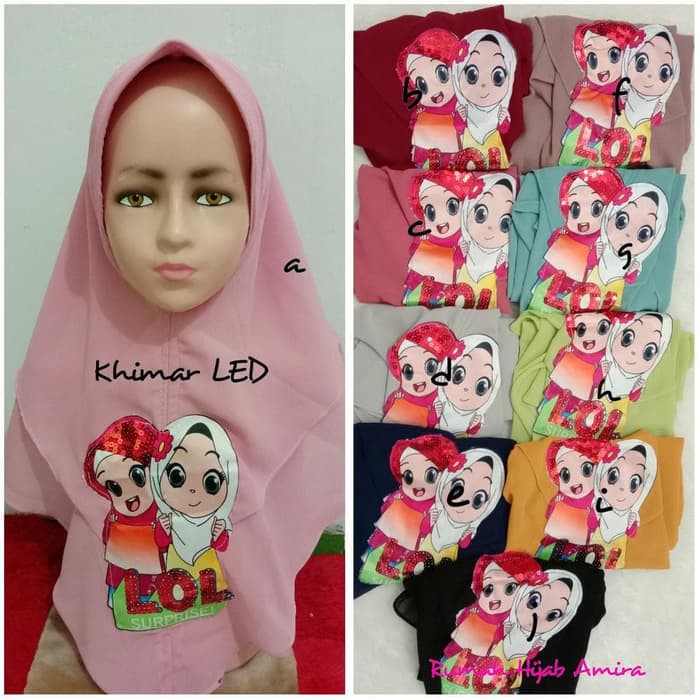 Jilbab Anak Cerruty Khimar 2 Layer Tanggung Hijab (LED) Bisa Nyala