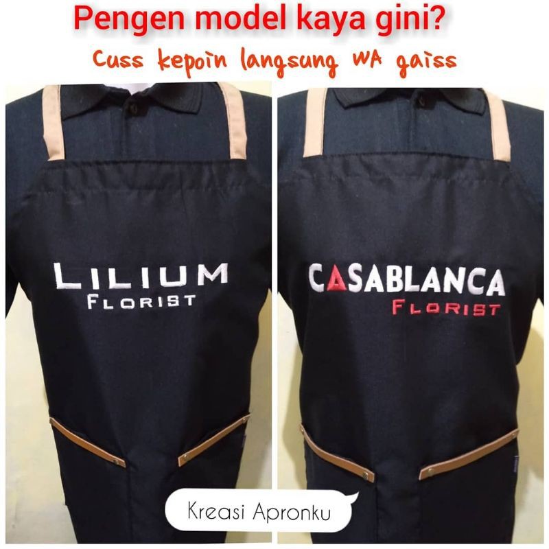 Celemek/Apron Koki/Apron Custom Dua Warna(Free Logo Bordir)